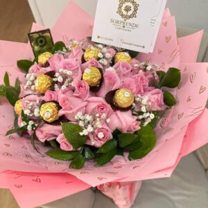 Bouquet rosas con chocolate